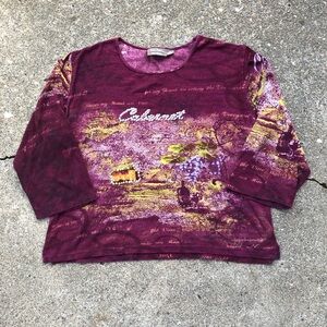 Y2K Vintage Cabernet Wine Retro Style Sparkly Top.